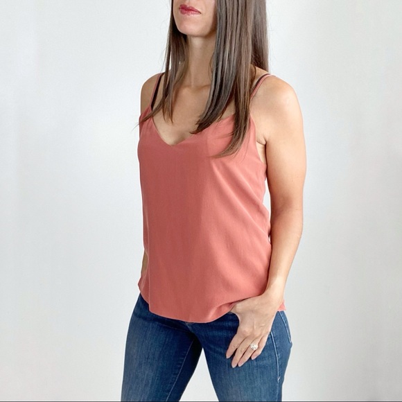 L'AGENCE Jane Silk V Neck Spaghetti Strap Cami In Burnt Clay Size Small SOLD - Picture 3 of 6